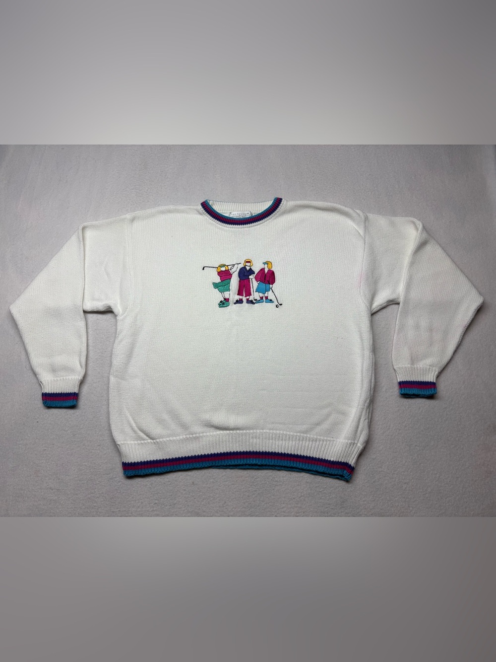 Van Heusen For Her Vintage Ladies Golf Crew Neck Sweater Size XL 100% Cotton